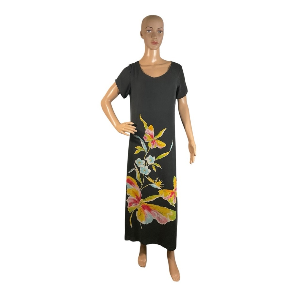 C.A. Sport  Magic Women’s Vintage Maxi Flower Butterfly Silk Dress Size M